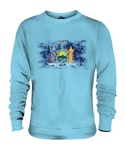 Sweat-shirt New York État drapeau délavé unisexe en coton doux confortable