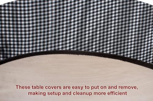 Image of The Furnishing Tree Round Elastic Fitted Dining Table Cover WxL 36x36 Inches Checkered Pattern White