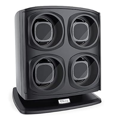 Versa [Newly Updated] Quad Watch Winder in Black - Independently Controlled Settings - Multiple Direction and Timer Settings - Adjustable Watch Pillow - Plenty of Space for Large Watches - No Magnets