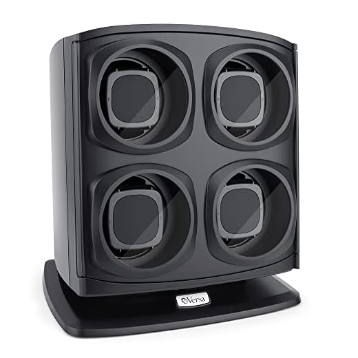 [ON Sale] Versa Quad Watch Winder in Black - Independently Controlled Settings - Multiple Direction and Timer Settings - Adjustable Watch Pillow - Plenty of Space for Large Watches