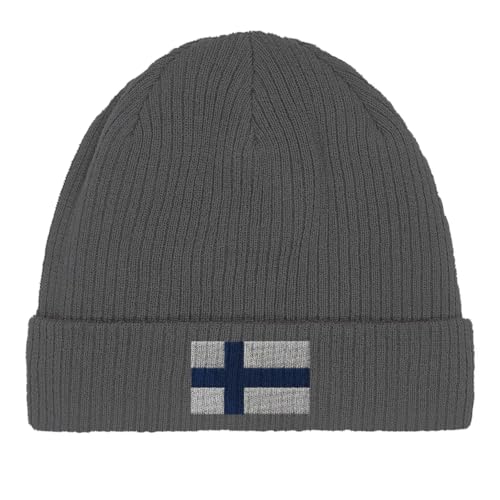 Bonnet en coton drapeau Finlande couvre-chef bleu blanc automne hiver