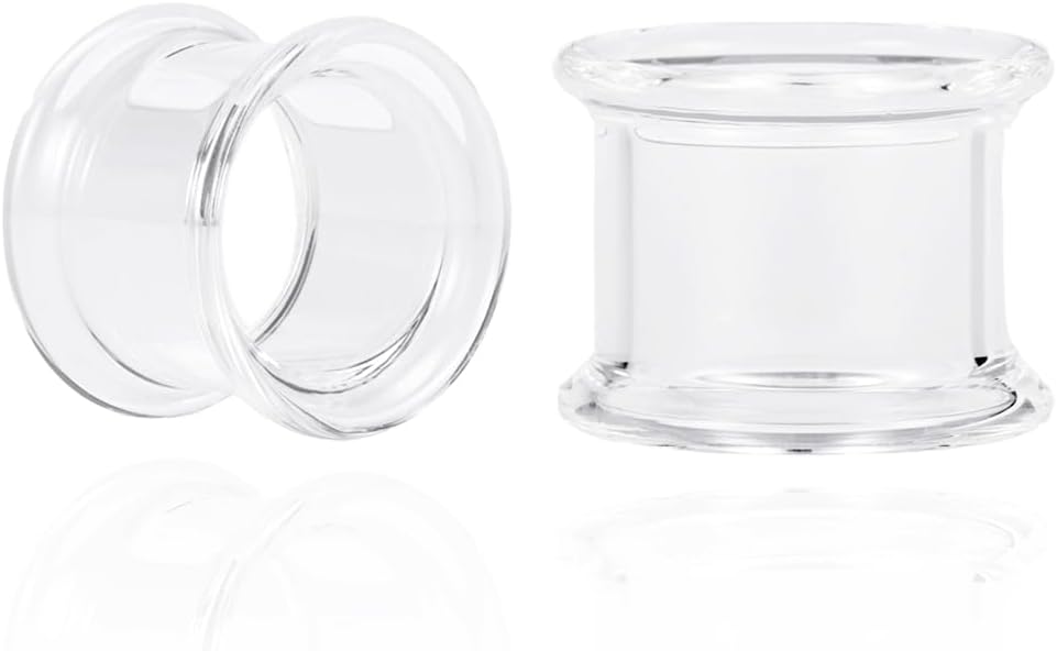 2PCS Glass Ear Gauges Double Flared Ear Plugs and Tunnels Hypoallergenic Earrings Ear Expander for Stretched Piercing Body Jewelry