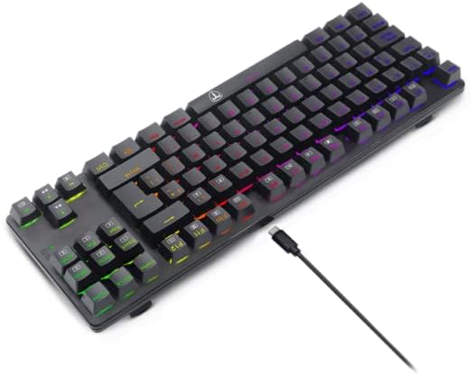 Close-up of T-Dagger Bora T-TGK315 keyboard showing removed keycaps and blue mechanical switches