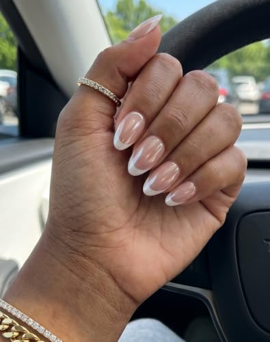 SUPNAIL Chrome White French Tip Almond Press On Nails