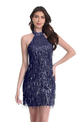Image of women'Lace Tassels mini Dress Slip Sleeveless Party Club Dress