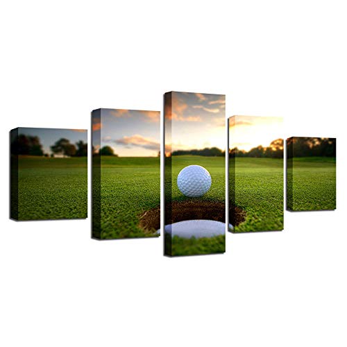 Image sur verre tableau mural golf 5 pièces : habiller un grand mur vide avec une toile moderne