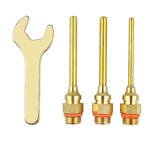 Copper Glue Gun Nozzle Assortment Set Interchangeable with Spanner Kit for Replacement, Nozzle Diameter 1.5, 2.0, 3.0mm Length 70mm Thread Diameter 10.6mm 4pcs/Set