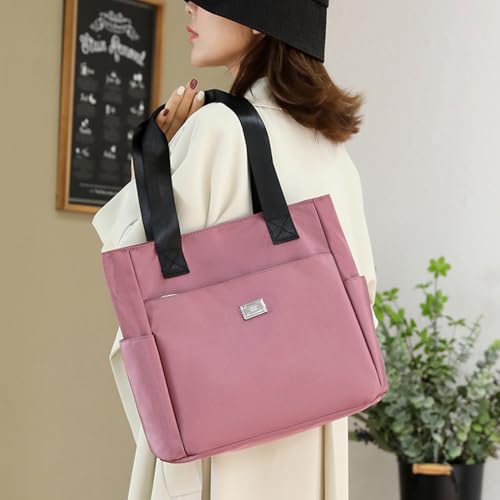 Fashion Women Tote Shoulder Bag,Large Capacity Water Repellent Multi Pocket Nylon Shoulder Bag with Zipper4
