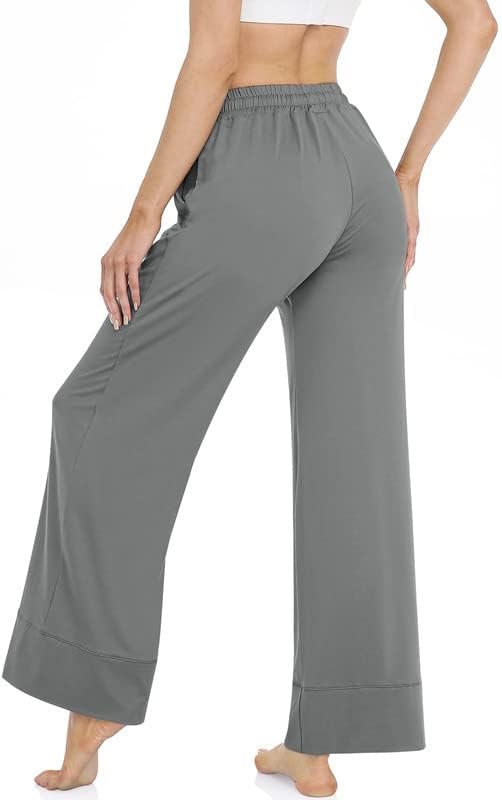TARSE Wide Leg Yoga Pants for Women Plus Size Palazzo Trousers High Waist Lounge Pajamas Pants Casual Sweatpants with Pockets4