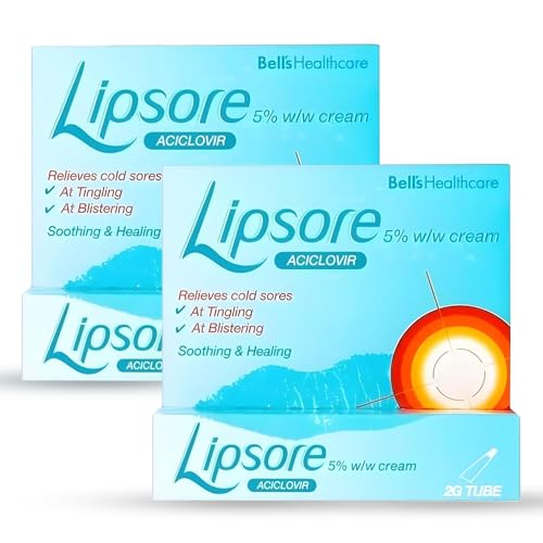 Cold Sore Cream - 5% Aciclovir – Fast Acting Antiviral Treatment for Cold Sores, Rapid Relief Lip Cream, Reduces Healing Time – Lipsore 2 x 2g Blister Care