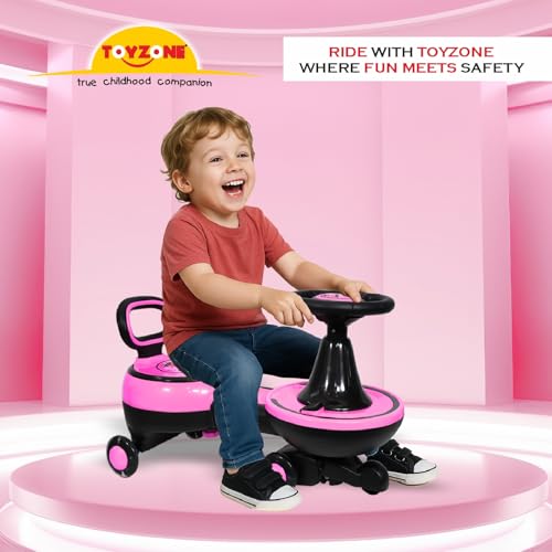Image of Toyzone Orbiter Electric Magic Car (Pink) | Rechargeable Ride On with 12V 4.5 AH Battery | Colourful LED Lights & Music | Made in India | 6M Battery Warranty | Age 2-10 Years, Upto 30 KGs