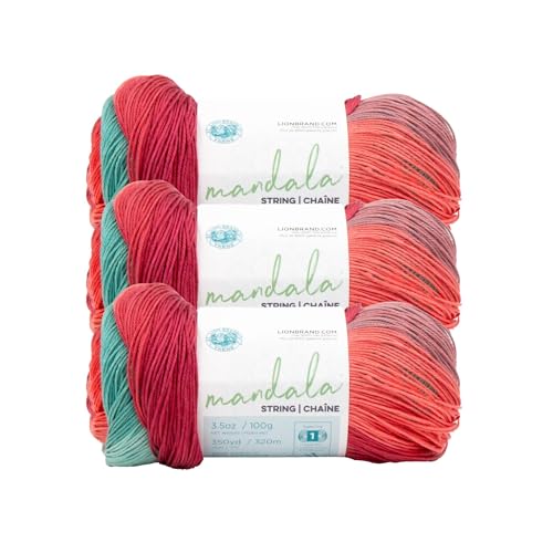 Lion Brand Yarn, Mandala String Fingering Yarn, Disco, Multicolor, 3 Pack