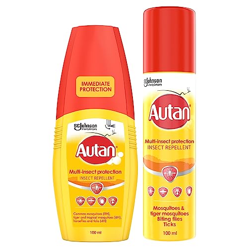 Autan Mosquito & Insect Bundle: Pump Spray (100ml) + Repellent Spray (100ml), Suitable for Kids, DEET Free Formula, Up to 8 Hours Protection Against Mosquitoes, Biting Flies and Ticks