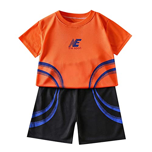 Roupas infantis para meninas e crianças com manga curta para corrida e Natal, Laranja, 7-8 Anos