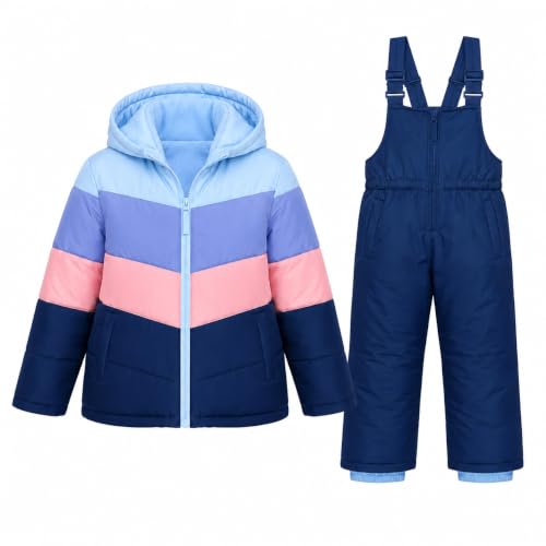 Image of Pink Platinum Girls Snowsuit 2-Piece Insulated Hooded Jacket & Bib | Warm Cozy Cold-Weather Outerwear, Toddler Snow Gear for Sledding, Playtime, and Frosty Winter Days (2T-6X)