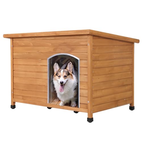 Aivituvin Dog House Outdoor Indoor Wooden Dog Kennel for Winter with Raised Feet Weatherproof for Small Medium Large Dogs (Wood, Extra Large)