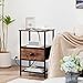 LOAKEKEL Night Stand Set 2, Nightstand with Charging Station, End Tables Living Room with Fabric Drawer for Small Spaces, Bed Side Tables with Storage Shelf for Bedroom, Rustic Brown HETS010PBR