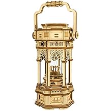 Hands Craft DIY 3D Music Box Wooden Puzzle Gear Driven, Victorian Lantern Laser Cut Assembly Model Building Kit Brain Teaser Puzzles Educational STEM Toy for Adults and Teens AMK61