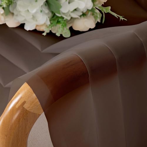 Image of OWENIE Sheer Curtains 72 Inches Long 2 Panels Set, Light Filtering Sheer Curtain Rod Pocket Clear Drapes for Living Room Bedroom Window Sliding Door, Each 42 x 72 Inch, Chocolate