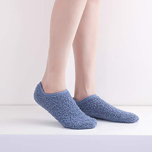 Image of SKOLA Cozy Winter Fuzzy Women Socks Grip Slippers Fluffy House Non Skid Microfiber Socks