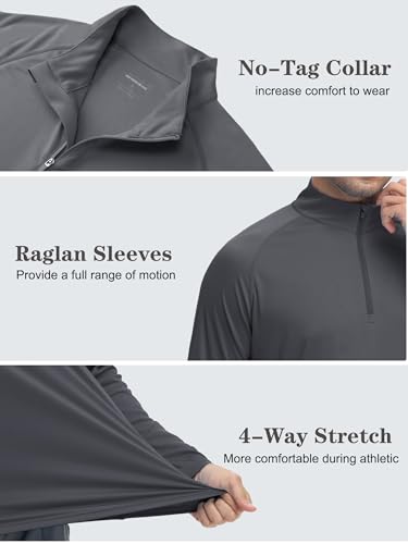 Men's UPF 50+ Sun Shirt Long Sleeve 1/4 Zip Quick Dry UV Fishing Shirt Athletic Pullover for Workout, Running, Hiking4