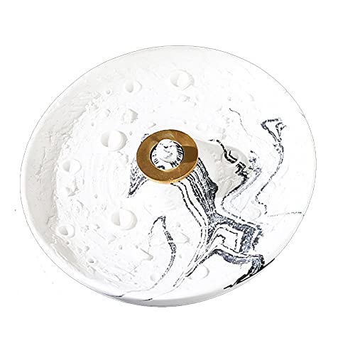 SKMIHJL Moskito Coil Holder Round Räucherstäbchenhalter Mosquito Coil Plate Räucherstäbchen Tablett Handmade Zement Räuchergefäß (Weiß) Cover