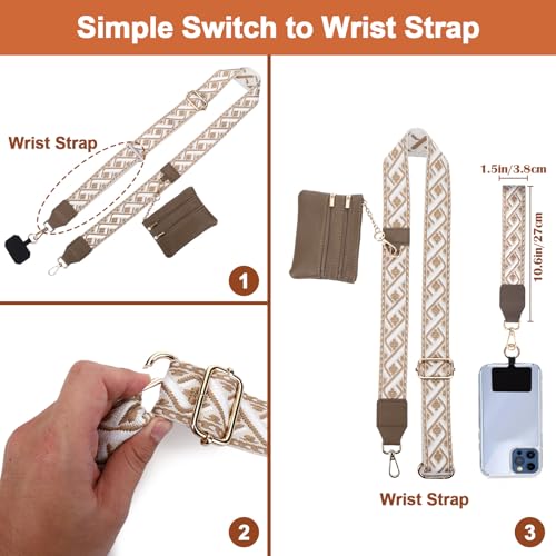 Image of XANGNIER Clip and Go Strap for Phone with Wallet Crossbody, Phone Strap with Zippered Wallet, Adjustable Anti Theft Cellphone Lanyard for Women, Cellphone Chain Accessories,Multicolor 5