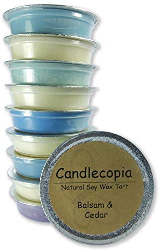 Candlecopia Balsam & Cedar, Beach Linen, Sea Mist, Rain Water and More! Strongly Scented Hand Poured Premium Natural Soy Wax Melt Cups, 12.5 Ounces in 10 x 1.25 Ounce Sealed Cups