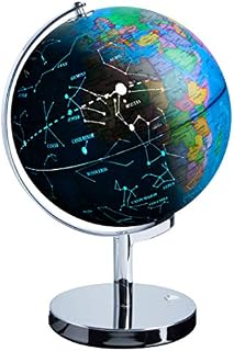 USA Toyz LED Illuminated Globe of The World with Sturdy Chrome Stand