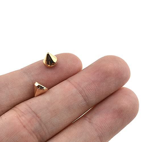 Yadaland 6X5.8Mm Acrylic Bullet Rivets Burnished Coating Easy Glued Sew On Plastic Spikes Cone Conical Shape Multi-Function Gold 200 Pcs For Crafts Arts Jewelry Jackets Bags Shoes Embellishment #TOP23