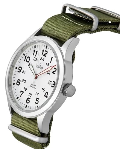 Image of RATIO Field Watch Sapphire Crystal Nylon Strap Easy Reader Casual Watch Japanese Quartz 100m Water Resistant Military Watch for Men