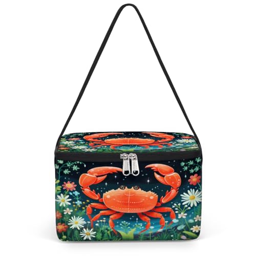 GzLeyigou Crab Red Lunch Bags for Women Men 9 Cans, Hot & Cold Food Delivery Bag Insulated Grocery Bag Insulated Lunch Box Underwater Crab Cooler Bag for Office Work Picnic Beach