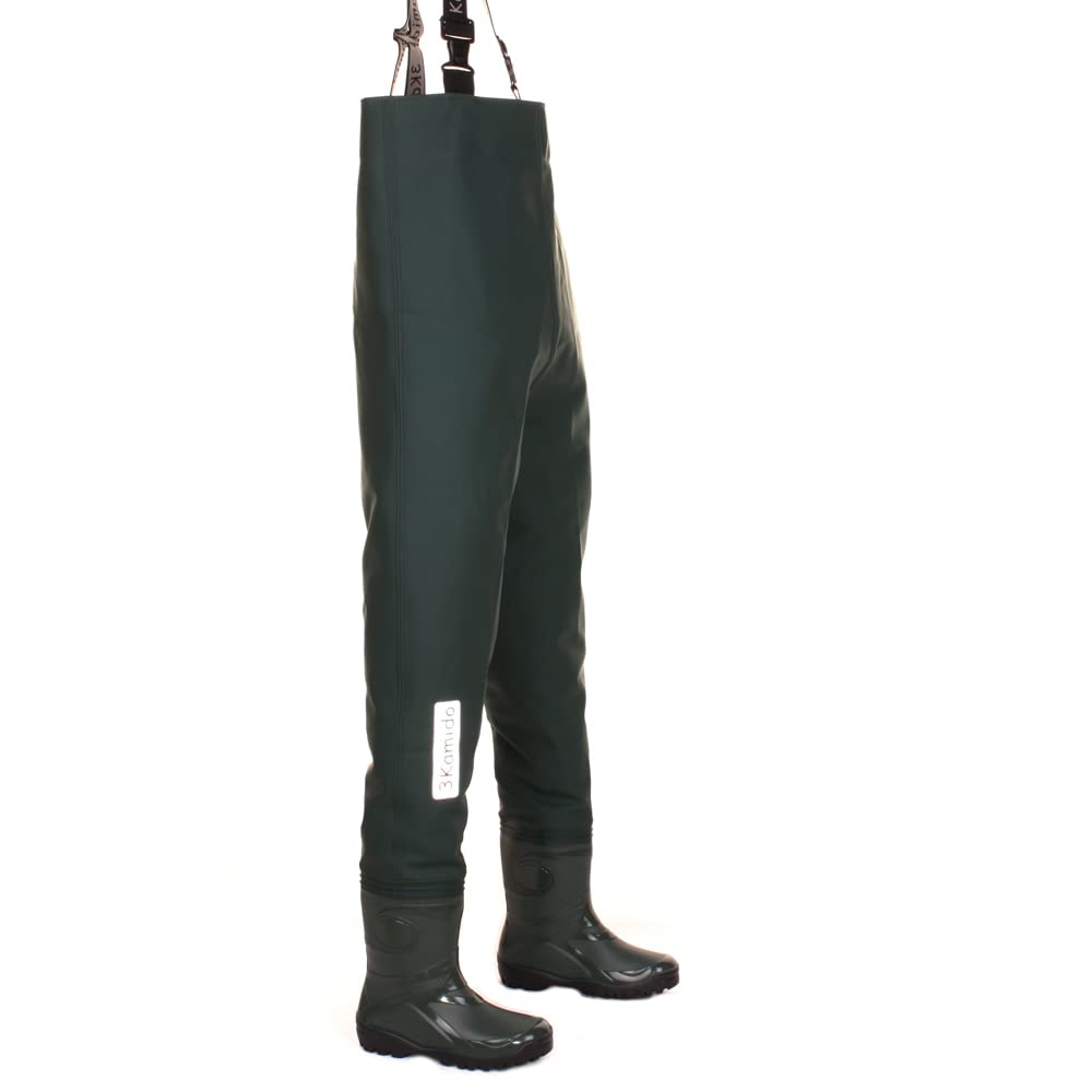 Jeunesse Cuissardes de pêche, Jeunes Waders Junior, Noir et Vert, 36, 37, 38, 39 EU, Bretelles durables, Bottes de pêche, Poitrine échassiers, Semelle Solide, Sac pour Transport