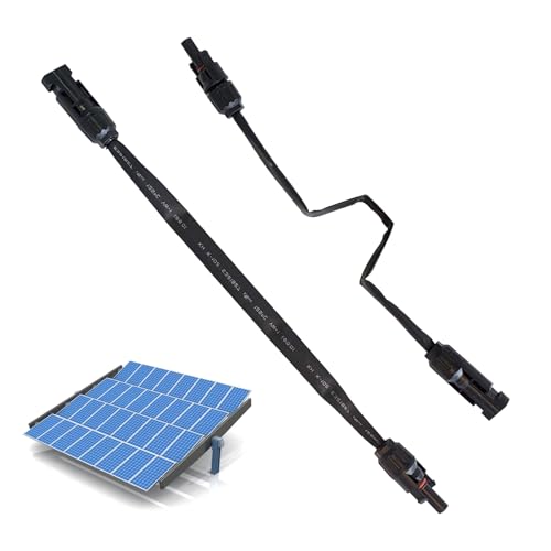 TVETE ソーラーパネル ケーブル ソーラーケーブル太陽光発電 ソーラー延長ケーブ ル【 2枚入り】 ソ ーラーパネル接続用 10AWG 窓フィードスルー 6mm²太陽光発電 耐候性 UV耐久 折り曲げ可能 超薄 (50cm)