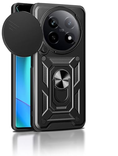 Image of Luxe Back Cover for Realme P2 Pro 5G | D10 Tough Armor | Sliding Camera Shield | 360 Protection | Kickstand Ring Holder | Military-Grade Shockproof Bumper