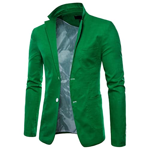 Petit costume en coton vert taille M veste ajustée mode homme pour le printemps - 2