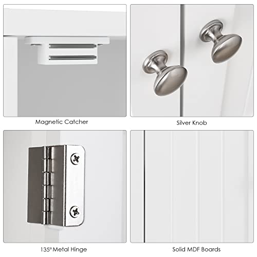 Fotosok Bathroom Storage Cabinet, Floor Storage Cabinet With 2 Doors And Shelves For Living Room, Bedroom, Kitchen And Office, White #TOP5