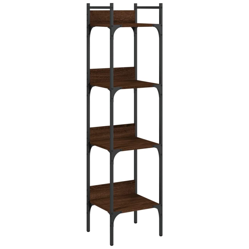 Scaffale a 4 scomparti, colore marrone, effetto rovere, 35 x 30 x | Scaffale decorativo sottile per camera da letto e soggiorno con 4 ripiani aperti, protezione antiribaltamento e robusta