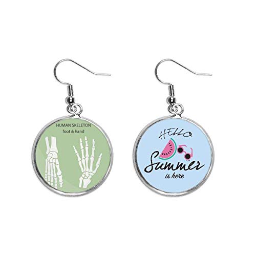 Pendientes esqueleto de pies y manos con detalle de sandía