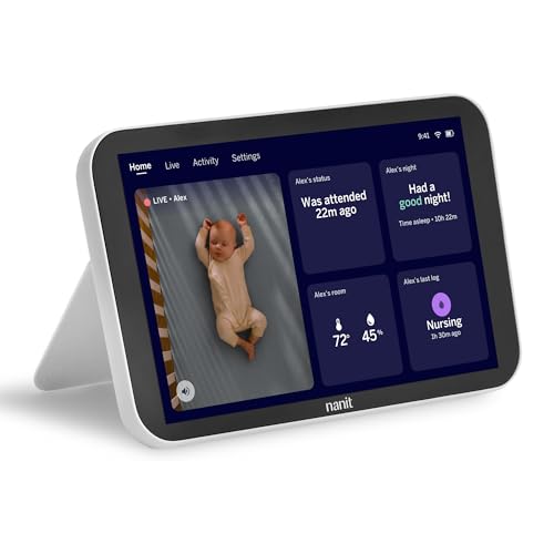 Nanit Display Touchscreen for At-Home Viewing - 8” Touchscreen, 1080p HD Live Stream with 2-Way Audio, Night Vision & Motion Detector - Portable, Dedicated Nursery Monitor for Smart Baby Monitor