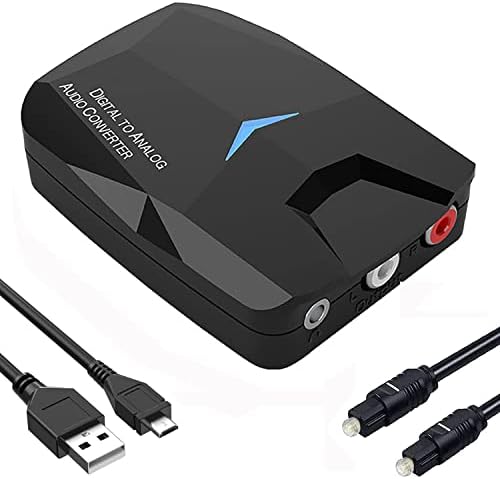 DAC Digital to Analog Audio Converter with Bluetooth 5.0 Receiver, Optical Coaxial Bluetooth Digital Audio to Stereo Analog RCA & 3.5mm