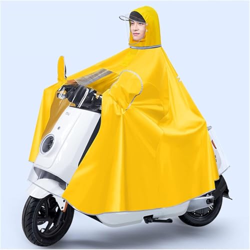 Photo de ENSDIEPLS Moto Tricycle Pluie Poncho de Pluie à Capuche, Cape de Pluie Coupe-Vent for vélo électrique, Moto, Scooter de mobilité(Yellow,5XL Single with Mirror)