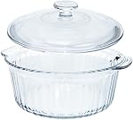 Casserole de verre au four, 2.5 Qt Casseroles avec des lids, verre clair sans plomb cuisson vaisselle Casserolée, four et micro-ondes coffre-fort, adapté pour la marinade, cuisson, cuisson