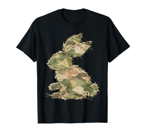 Funny Bunny Crochet Patchwork Camo Rabbit Happy Easter Day T-Shirt