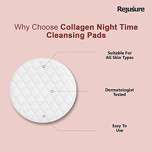 Rejusure Collagen Night Time Cleansing Pads Improves Skin Texture & Skin Elasticity Removes Dirt & Excess Oil |Paraben & Sulphate Free - 50 Pads - Image 6