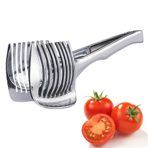 Tomato Slicer | Heavy Duty Stainless Steel Lemon Fruit Slicer | Slices Vegetables and Fruits Evenly, Practical Kitchen Cutting Aid Ideal for Domest Use
