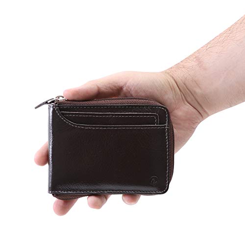 Carteira Masculina Porta CNH Couro Legítimo Fechamento Zíper 188 (Café)