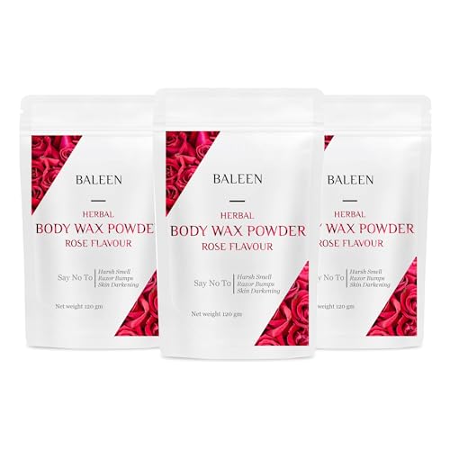 Image of BALEEN Bikini Wax Powder Women with Rose Flavour 120 Gm (Pack Of 3) | Painless Herbal Hair Removal Powder for women Bikini Area, Legs, Hands & Underarms with No Harmful Chemicals, No Irritation