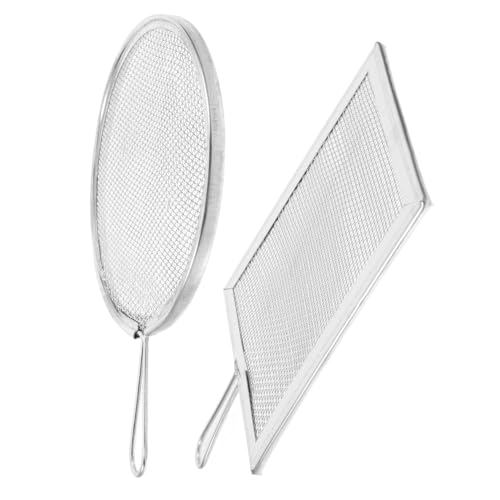 HOMSFOU Versatile 2-Piece Ceramic Screen Tools Pottery Strainer Sieve Garden Soil Sifter Sifting Pan Fine Mesh Stainless Steel Sieve for Clay Glaze and