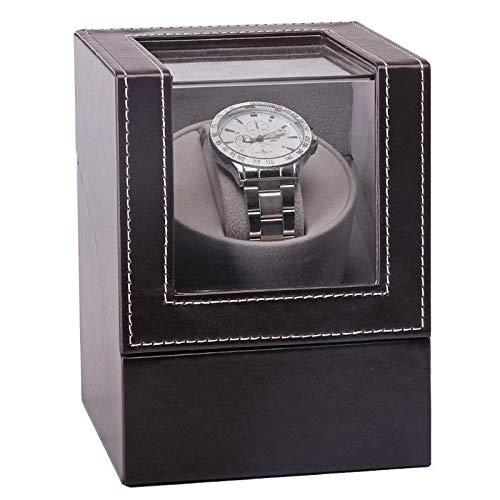 Womdee Horloge Winder Box, Automatische Horloge Winder Met Stille Motor, Lederen Enkele Rotatie Modes Horloges Voor Mannen En Vrouwen (Bruin)